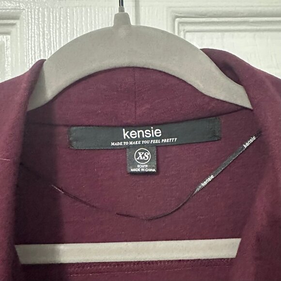 Kensie Maroon Asymmetrical Cardigan, Jacket, Single Snap Closure - Picture 4 of 10